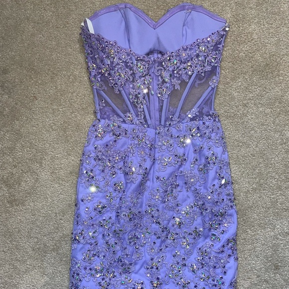 Strapless Lavender Prom Dress - Picture 10 of 16